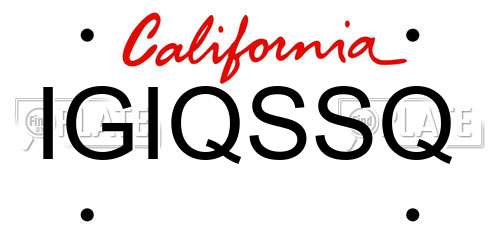 IGIQSSQ California License Plate