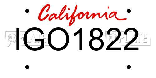 IGO1822 California License Plate