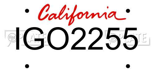 IGO2255 California License Plate