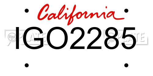 IGO2285 California License Plate