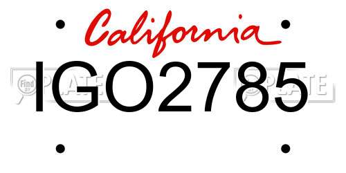 IGO2785 California License Plate