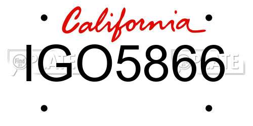IGO5866 California License Plate