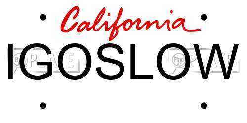 IGOSLOW California License Plate