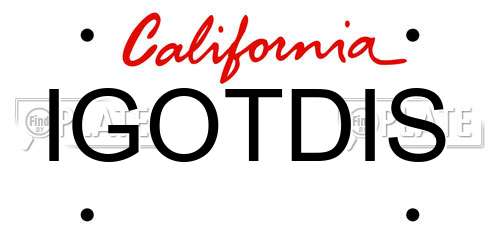 IGOTDIS California License Plate