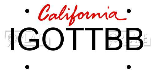 IGOTTBB California License Plate