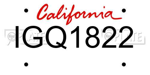 IGQ1822 California License Plate