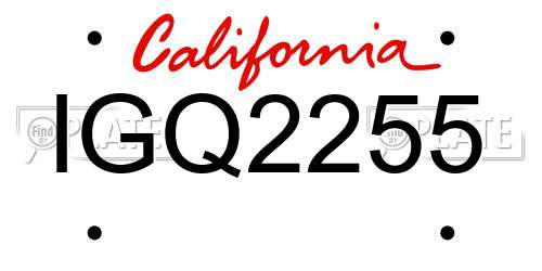 IGQ2255 California License Plate