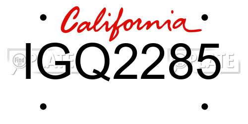 IGQ2285 California License Plate
