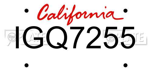 IGQ7255 California License Plate