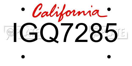IGQ7285 California License Plate