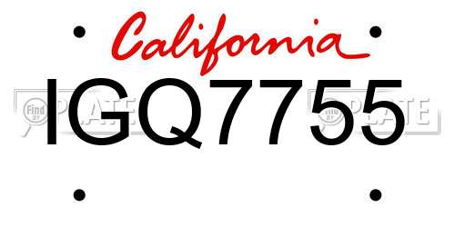 IGQ7755 California License Plate