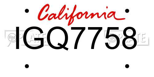 IGQ7758 California License Plate