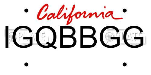 IGQBBGG California License Plate