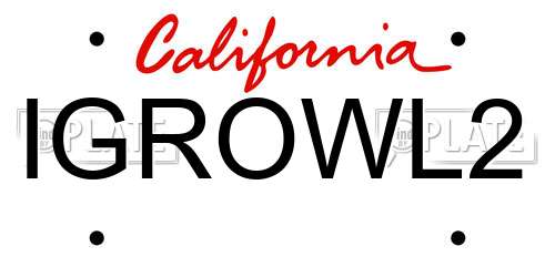 IGROWL2 California License Plate
