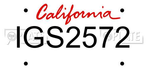 IGS2572 California License Plate