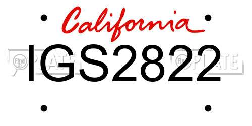 IGS2822 California License Plate