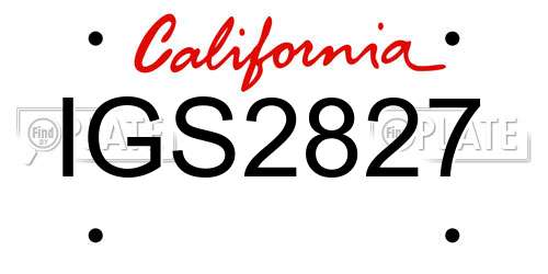 IGS2827 California License Plate