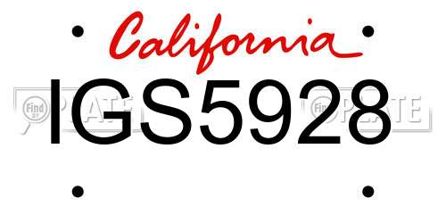 IGS5928 California License Plate