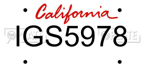 IGS5978 California License Plate