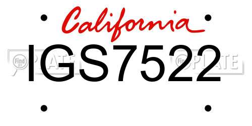IGS7522 California License Plate