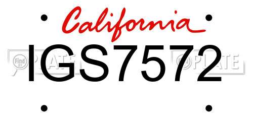 IGS7572 California License Plate