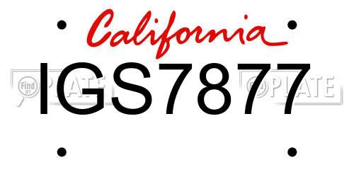 IGS7877 California License Plate