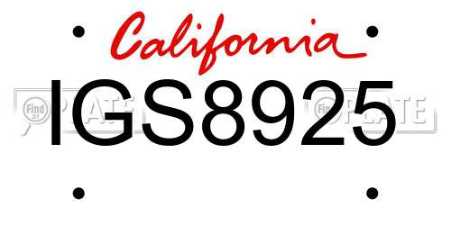 IGS8925 California License Plate