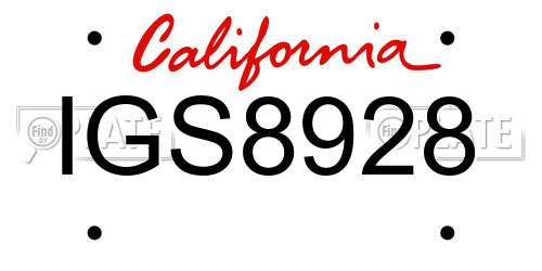IGS8928 California License Plate
