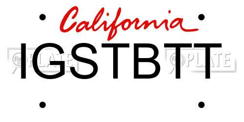IGSTBTT California License Plate