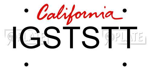 IGSTSTT California License Plate