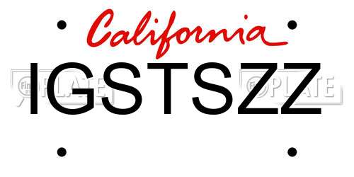 IGSTSZZ California License Plate