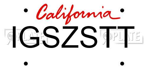 IGSZSTT California License Plate