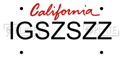 IGSZSZZ California License Plate