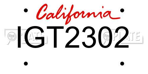 IGT2302 California License Plate