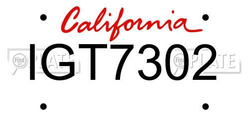 IGT7302 California License Plate