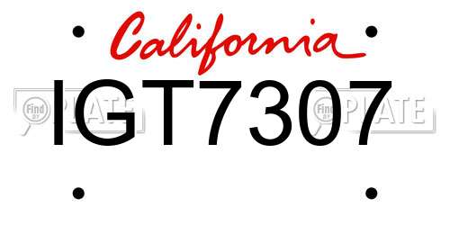 IGT7307 California License Plate