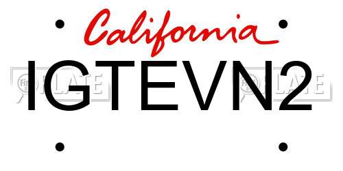 IGTEVN2 California License Plate