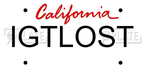 IGTLOST California License Plate