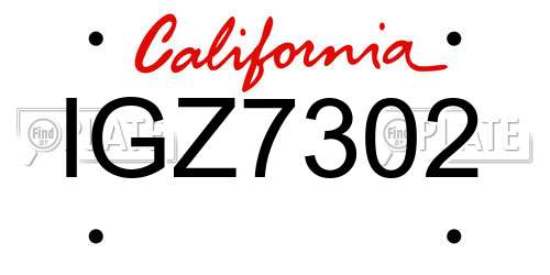 IGZ7302 California License Plate