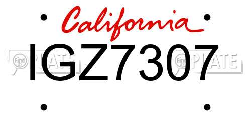 IGZ7307 California License Plate