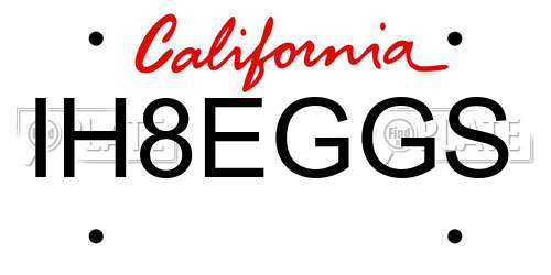 IH8EGGS California License Plate