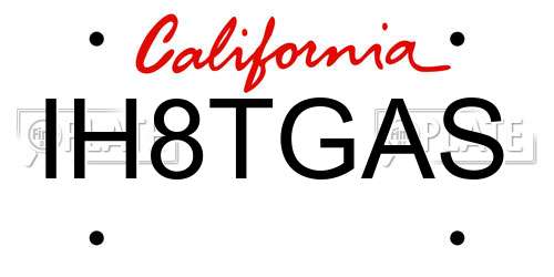 IH8TGAS California License Plate
