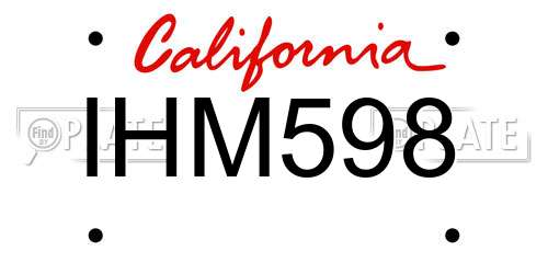IHM598 California License Plate