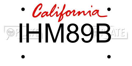 IHM89B California License Plate