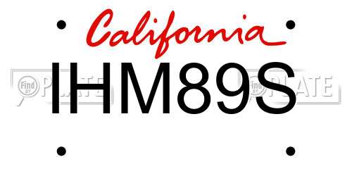 IHM89S California License Plate