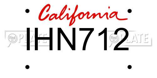 IHN712 California License Plate