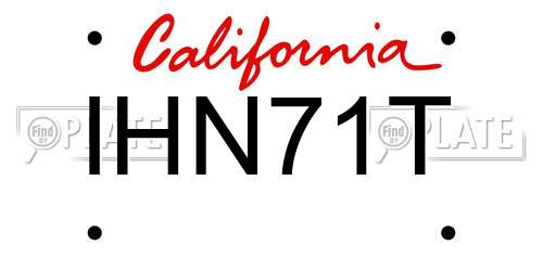 IHN71T California License Plate