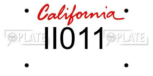 II011 California License Plate