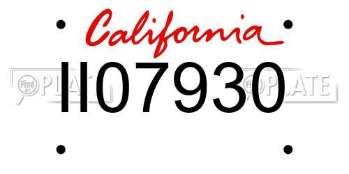 II07930 California License Plate