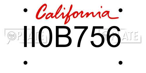 II0B756 California License Plate